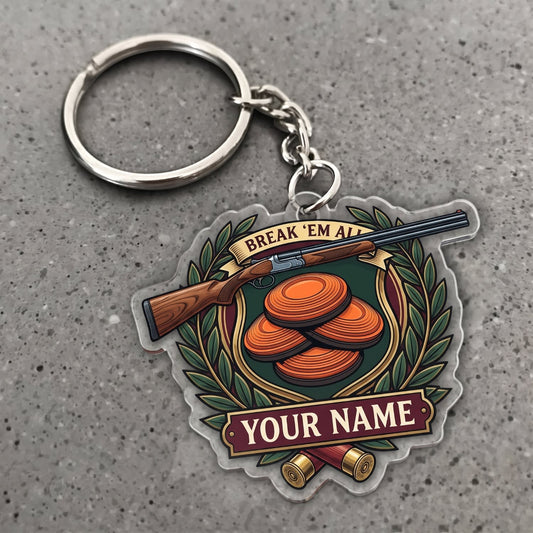 Maxcorners Clay Shooting Break Em Shotgun And Clay Targets Customized Name 3D Keychain And Ornament