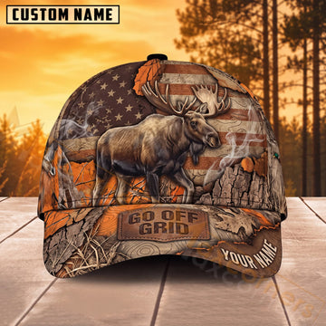 Maxcorners Moose Hunting Rustic Wilderness Personalized Name 3D Cap