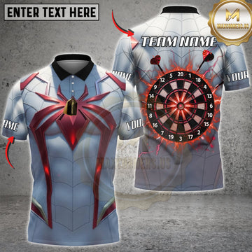 Maxcorners Darts Silver Red Spider Armor Classic Red Dartboard Personalized Name 3D Unisex Shirt