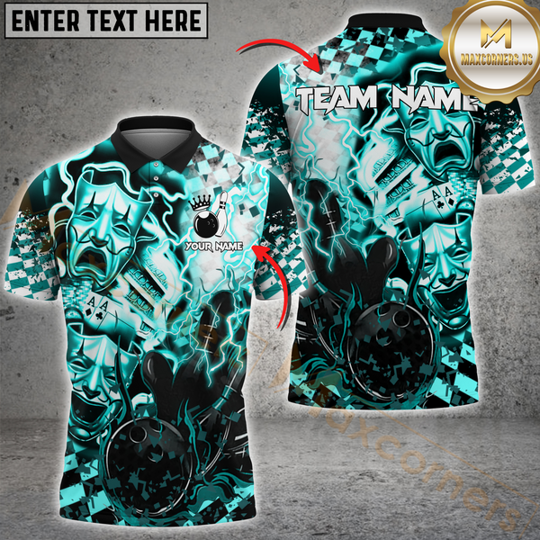 Maxcorners Bowling Electric Theatrical Multicolor Options Personalized Name, Team Name 3D Shirt