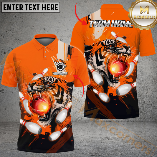Maxcorners Ball And Pins Tiger Bowl Bowling Jersey Multicolor Options Personalized Name, Team Name 3D Shirt