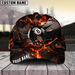 Maxcorners Billiard Ball 8 Dark Material Personalized Name 3D Cap (6 Colors)