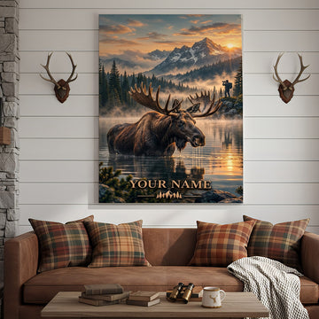 Maxcorners Duck Hunting Low Poly Mallard Wetlands Personalized Canvas Wall Art