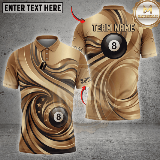 Maxcorners Eight Ball Marble Swirl Liquid Billiards Shirt Multicolor Customized Name, Team Name 3D Shirts