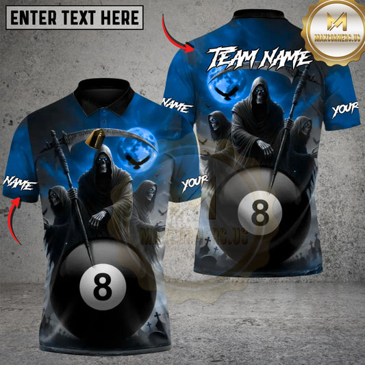 Maxcorners Coven of Reapers 8-Ball Magic Skull Billiards Multicolor Customized Name Team Name 3D Shirts
