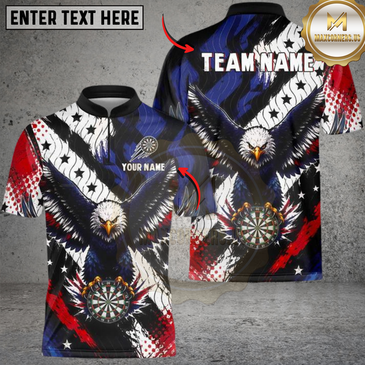 Maxcorners Darts American Flag and Eagle Hold Board Personalized Name 3D Unisex Shirt