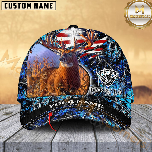 Maxcorners Patriotic Buck Camo Hunting Cap Multicolor Pattern Personalized 3D Cap