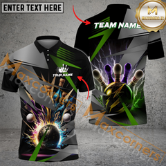 Maxcorners Ball And Pins Basic Thunder Bowling Jersey Multicolor Options Personalized Name, Team Name 3D Shirt