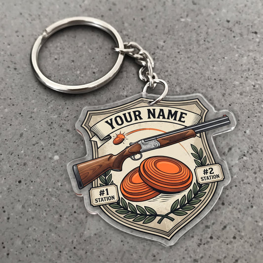 Maxcorners Clay Shooting Shotgun And Clay Target Badge Customized Name 3D Keychain And Ornament