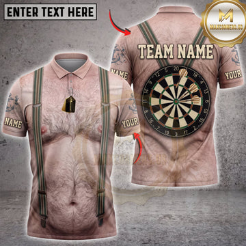 Maxcorners Darts Hairy Body Suspenders Classic Dartboard Personalized Name 3D Unisex Shirt