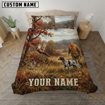 Maxcorners Pheasant Hunting Autumn Forest Edge Bedding Set 3D Print Custom Name
