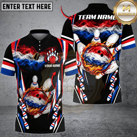 Maxcorners Bowling Netherlands Flag Dragon Bowling Ball Personalized Name 3D Unisex Shirt