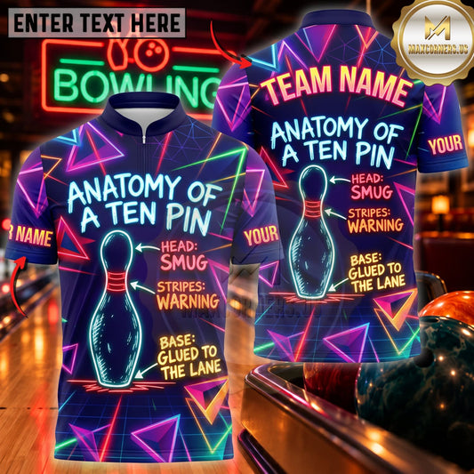 Maxcorners Bowling Anatomy Of A Ten Pin Funny Bowling Diagram Personalized Name 3D Unisex Shirt