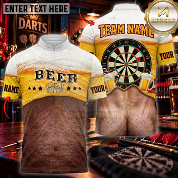 Maxcorners Darts Funny Beer Belly Golden Beer Dartboard Personalized Name 3D Unisex Shirt