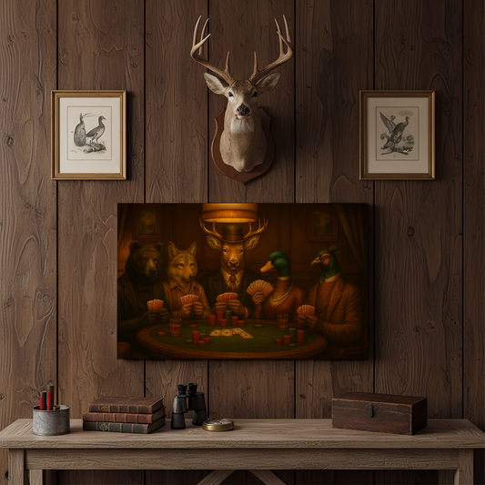 Maxcorners Deer Poker Night 3D Wrapped Canvas