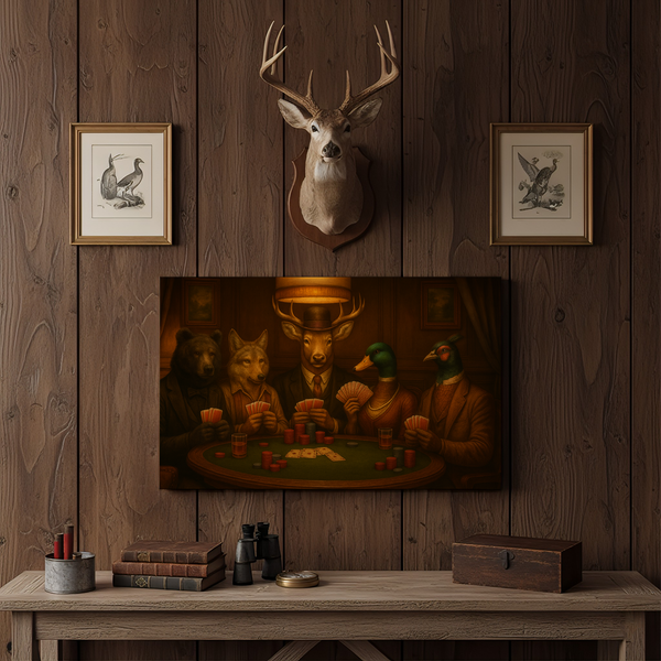 Maxcorners Deer Poker Night 3D Wrapped Canvas