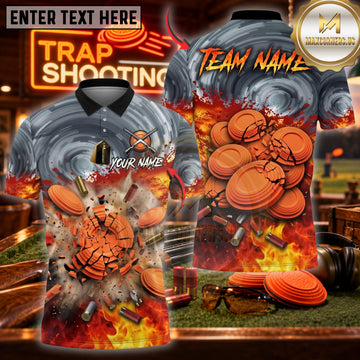 Maxcorners Trap Shooting Shotgun & Exploding Clay Target Graphic Customized Name, Team Name 3D Shirts