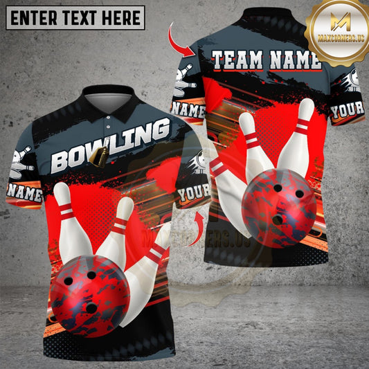 Maxcorner Tournament Bowling Design Multicolor Customized Name, Team Name 3D Shirts