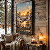Maxcorners Moose Hunting Mountain Sunrise Lake Personalized Canvas Wall Art