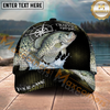 Maxcorners Fishing Olive Compass Halftone Splash Personalized Name 3D Cap (12 Fish Species)