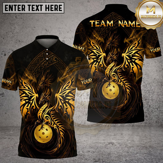 Maxcorners Pickleball Polo Tribal Phoenix Luxury Style Multiple Options Personalized Name, Team Name 3D Shirt
