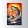 Maxcorners Striped Bass Fishing Burning Horizon Wave Style Personalized Name 3D Poster