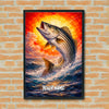 Maxcorners Striped Bass Fishing Burning Horizon Wave Style Personalized Name 3D Poster
