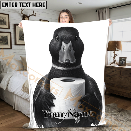 Maxcorners Minimalist Black Duck Holding Toilet Paper Roll Personalized 3D Blanket