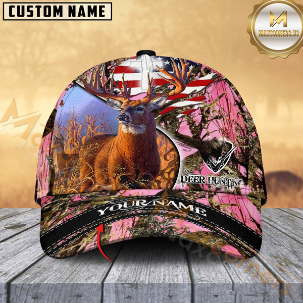 Maxcorners Patriotic Buck Camo Hunting Cap Multicolor Pattern Personalized 3D Cap