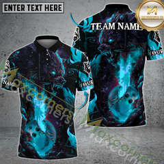 Maxcorners Fiery Wolf Bowling Jersey Multicolor Options Personalized Name, Team Name 3D Shirt