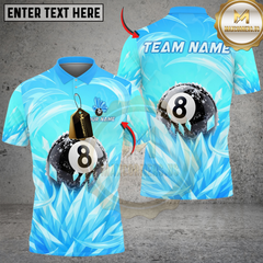 Maxcorners Billiard 8 Ball Ice Frozen Magic Personalized Name Shirt (4 Colors)