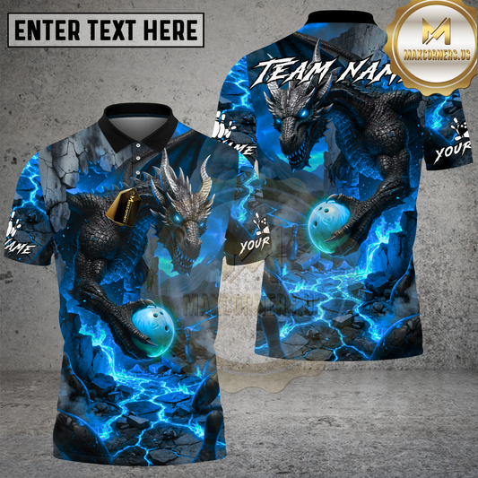 Maxcorners Bowling Lava Dragon Green Power Multicolor Options Personalized Name, Team Name 3D Shirt (4 Colors)