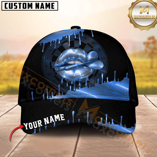 Maxcorners Darts Neon Holographic Lips Dartboard Multicolor Option Personalized Name 3D Cap