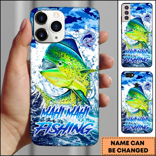 Maxcorners Mahi Mahi Fishing Blue Ocean Splash Art Personalized Name 3D Phone Case
