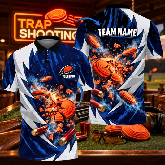 ( 6 Colors ) Maxcorners Trap Clay Shooting Explosive Clay Targets & Sharp Geometric Pattern Multicolor Customized Name, Team Name 3D Shirts
