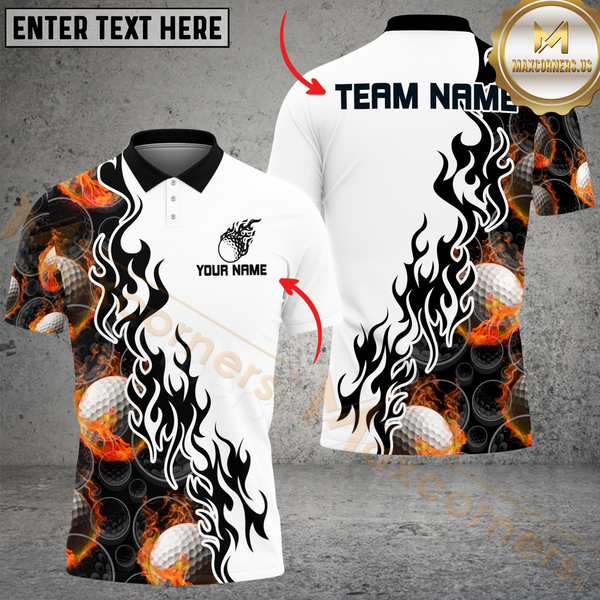 Maxcorners Golf Funny Ball Tropical Leaf Multicolor Customized Name, Team Name 3D Shirts