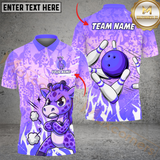 Maxcorners Bowling Giraffe Multicolor Customized Name, Team Name 3D Shirts
