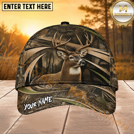 Maxcorners Deer Hunting Brown Camo Personalized 3D Cap