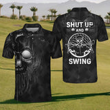Maxcorners Shut Up And Swing Mens Golf Polo Shirt, Mens Golf Gift, Mens Golf Shirt