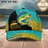 Maxcorners Fishing Gold Scale Black Panel Logo Personalized Name 3D Cap (12 Fish Species)