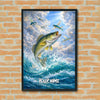 Maxcorners Largemouth Bass Fishing Flying Baitfish Sky Style Personalized Name 3D Poster