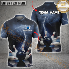 Maxcorners Thunder Strike Bowling Jersey Multicolor Option Personalized Name, Team Name 3D Polo Shirt