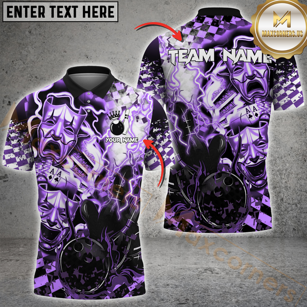 Maxcorners Bowling Electric Theatrical Multicolor Options Personalized Name, Team Name 3D Shirt
