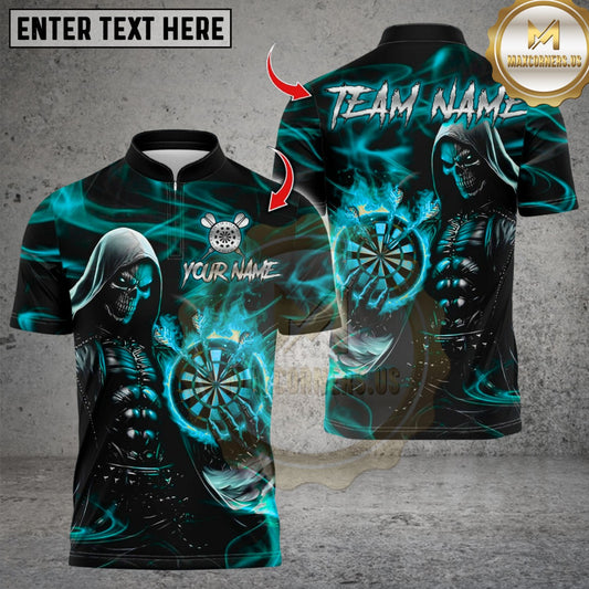 Maxcorners Darts Metal Grim Reaper Skull Flaming Multicolor Customized Name, Team Name 3D Shirts