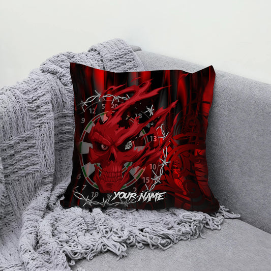 Maxcorners Darts Skull Barbed Wire Multicolor Customized Name 3D Pillow