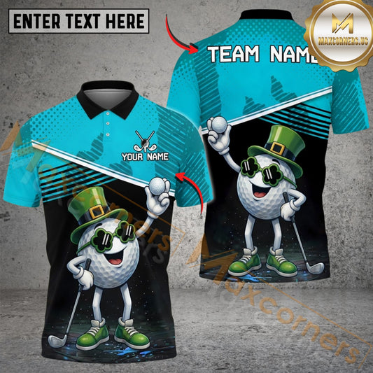 Maxcorners Shamrock Swing Golf Polo Customized Name, Team Name 3D Shirts (4 Colors)
