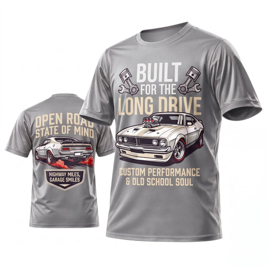 (6 Colors) Maxcorners Personalized Car Classic Muscle Car 3D T-Shirt - Red Built for the Long Drive Classic Muscle Car