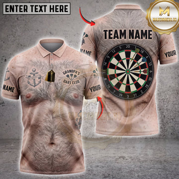 Maxcorners Darts Funny Pale Body Text Tattoo Dartboard Personalized Name 3D Unisex Shirt