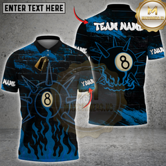 Maxcorners Billiards 8-Ball Flame Multicolor Customized Name, Team Name 3D Shirt