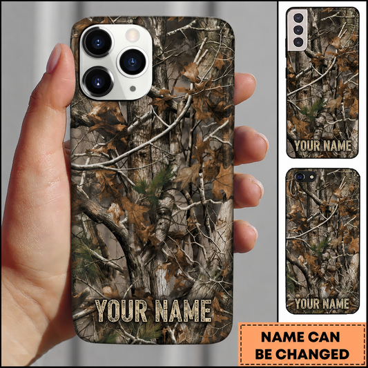 Maxcorners Hunting Brown Woodland Camouflage Customized Name Phone Case